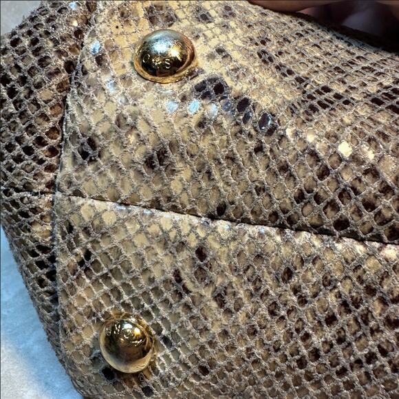 Michael Kors Python Snakeskin Jet Set Tote /Goldtone Chain Straps & Hardware - Picture 9 of 13